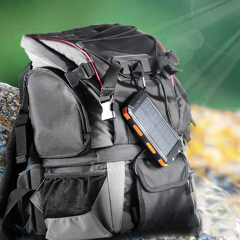200000mAh Solar Power Bank Waterproof Portable Solar Panel Powerbank External Battery Charger Powerbank with LED Camping Light