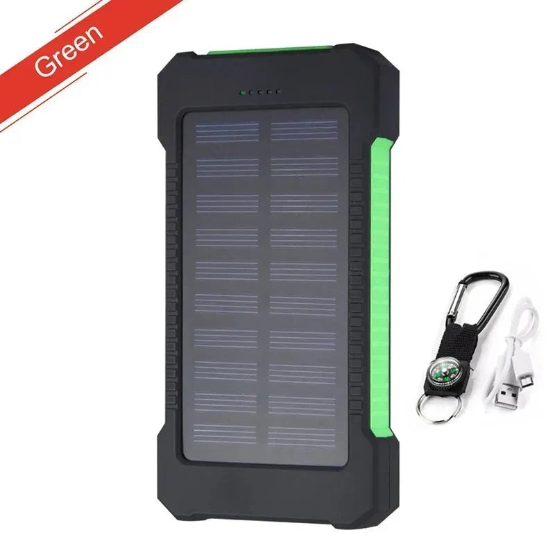 200000mAh Solar Power Bank Waterproof Portable Solar Panel Powerbank External Battery Charger Powerbank with LED Camping Light