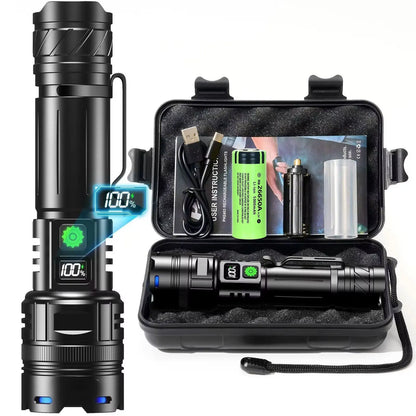 High Power LED Flashlight USB Rechargeable Powerful Strong Light Lantern Portable Tactical Pen Holder Torch For Outdoor Camping