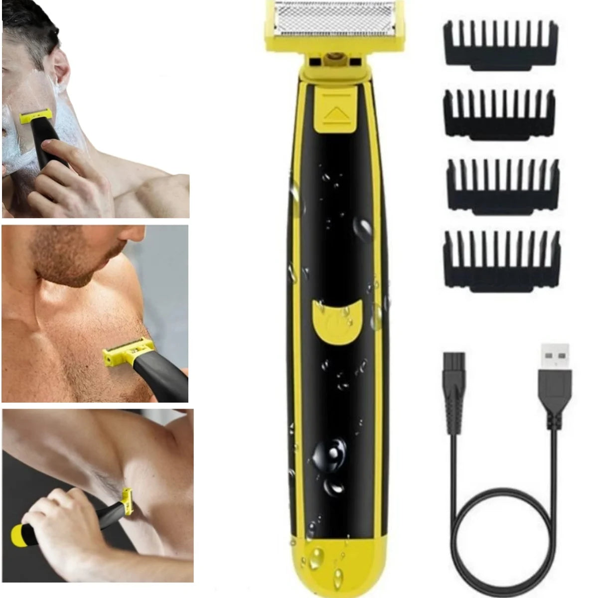 Face & Body Electric Shaver for Men Washable Beard&Body Trimmer Wet Dry Ball Electric Razor Face Shaving Machine Rechargeable