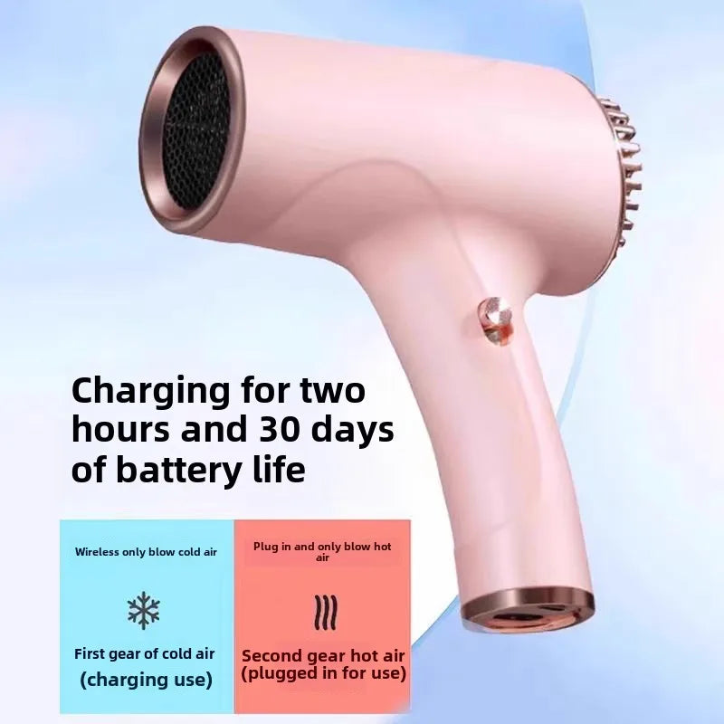 Wireless Portable Hair Dryer Professional Blow Dryer With Overheat Protection Mini Hair Dryer High Power Negative Ion Hair Dryer