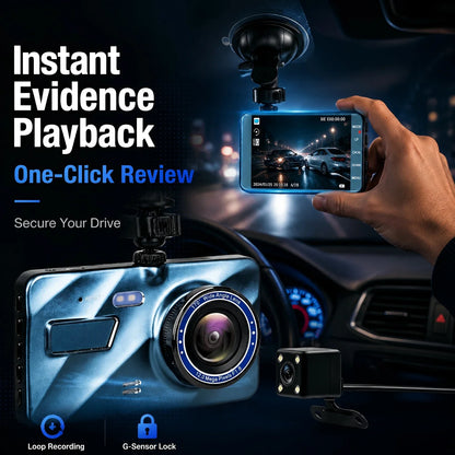 Single/Dual Lens Dash Cam, 170° Wide Angle Minimizes Blind Spots with Touchscreen Fast Playback