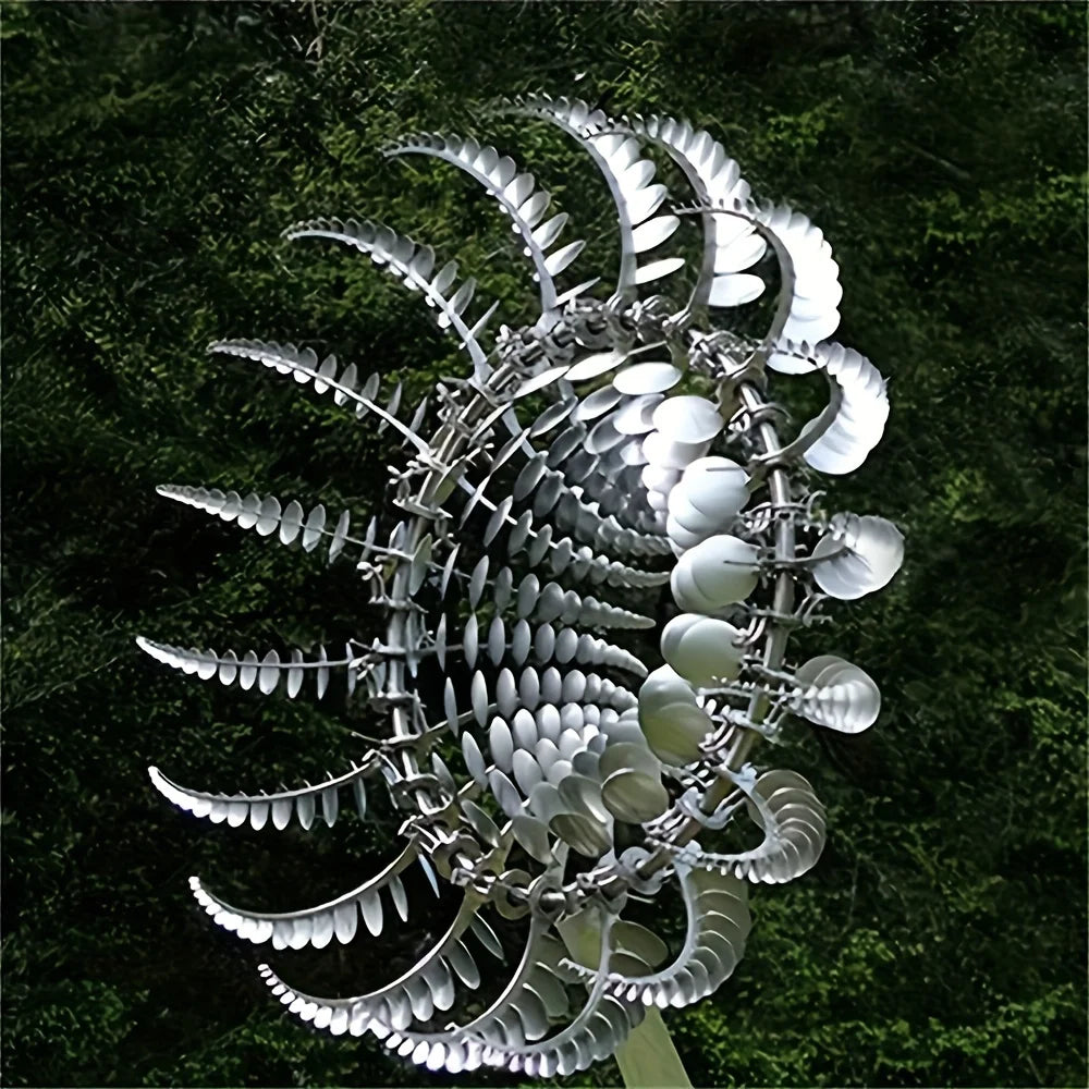 1 Solar Powered Iron Wind Sculpture, 3D Powered Windmill, No Need for Electricity, Outdoor Garden and Courtyard Art