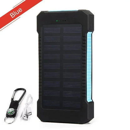 200000mAh Solar Power Bank Waterproof Portable Solar Panel Powerbank External Battery Charger Powerbank with LED Camping Light