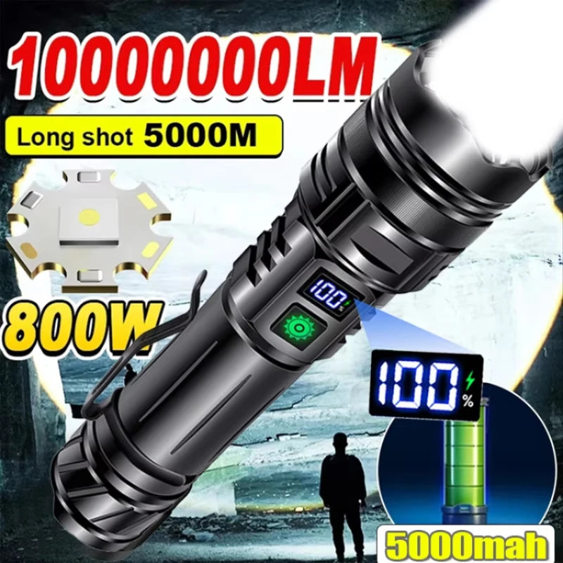 High Power LED Flashlight USB Rechargeable Powerful Strong Light Lantern Portable Tactical Pen Holder Torch For Outdoor Camping