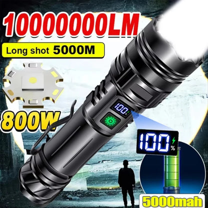 High Power LED Flashlight USB Rechargeable Powerful Strong Light Lantern Portable Tactical Pen Holder Torch For Outdoor Camping