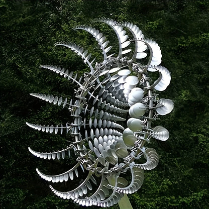 1 Solar Powered Iron Wind Sculpture, 3D Powered Windmill, No Need for Electricity, Outdoor Garden and Courtyard Art