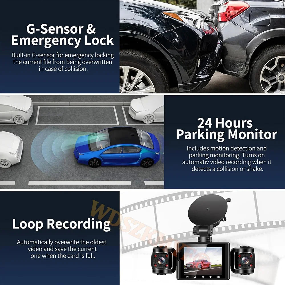 360° Car DashCam 3/4 Channels WIFI Video Recorder 1080P Car DVR  24H Parking Monitor Front With Rear View Night Vision Black Box