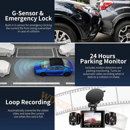 360° Car DashCam 3/4 Channels WIFI Video Recorder 1080P Car DVR  24H Parking Monitor Front With Rear View Night Vision Black Box