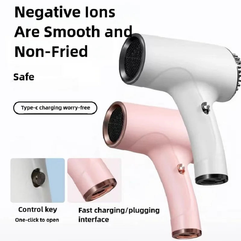 Wireless Portable Hair Dryer Professional Blow Dryer With Overheat Protection Mini Hair Dryer High Power Negative Ion Hair Dryer