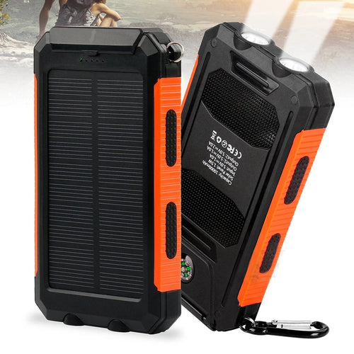 200000mAh Solar Power Bank Waterproof Portable Solar Panel Powerbank External Battery Charger Powerbank with LED Camping Light