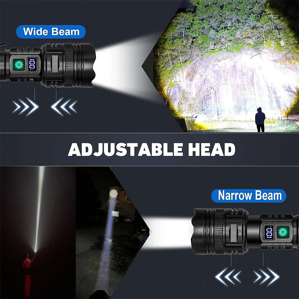 High Power LED Flashlight USB Rechargeable Powerful Strong Light Lantern Portable Tactical Pen Holder Torch For Outdoor Camping