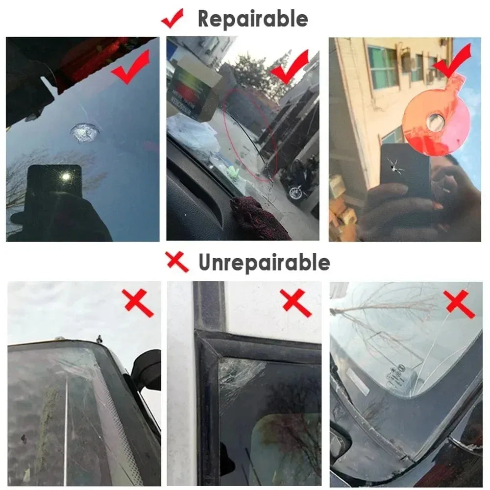 Car Windshield Cracked Repair Tool Auto Glass Nano Repair Fluid Window Windscreen Scratch Crack Restore Resin+blade+strips DIY