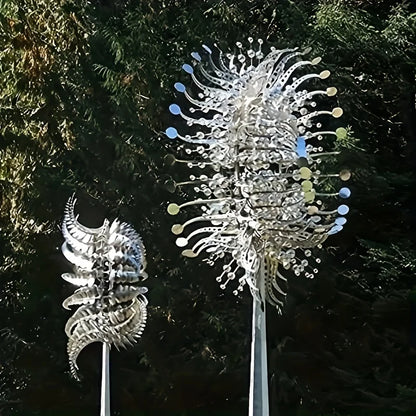 1 Solar Powered Iron Wind Sculpture, 3D Powered Windmill, No Need for Electricity, Outdoor Garden and Courtyard Art