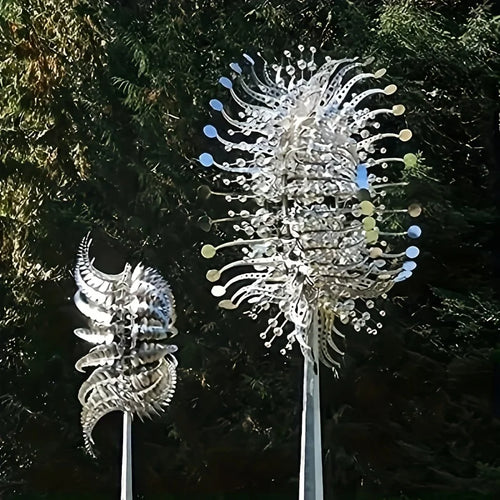 1 Solar Powered Iron Wind Sculpture, 3D Powered Windmill, No Need for Electricity, Outdoor Garden and Courtyard Art