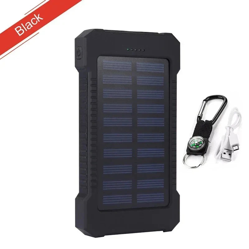 200000mAh Solar Power Bank Waterproof Portable Solar Panel Powerbank External Battery Charger Powerbank with LED Camping Light