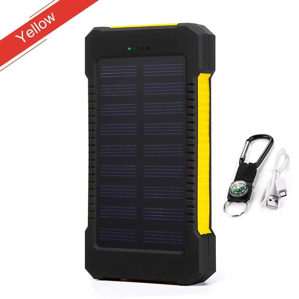 200000mAh Solar Power Bank Waterproof Portable Solar Panel Powerbank External Battery Charger Powerbank with LED Camping Light