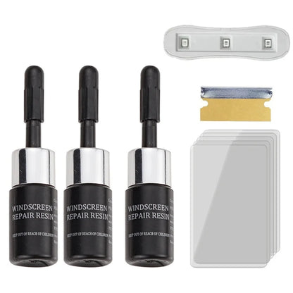 Car Windshield Cracked Repair Tool Auto Glass Nano Repair Fluid Window Windscreen Scratch Crack Restore Resin+blade+strips DIY