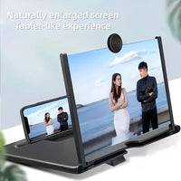 3D HD Phone Screen Amplifier Projector, Foldable Stand for Movies Videos Games, Compatible with All 10 Inch Smartphones