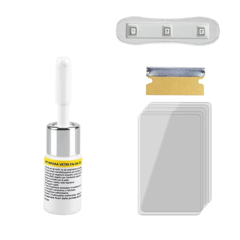 Car Windshield Cracked Repair Tool Auto Glass Nano Repair Fluid Window Windscreen Scratch Crack Restore Resin+blade+strips DIY
