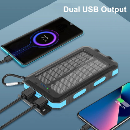 200000mAh Solar Power Bank Waterproof Portable Solar Panel Powerbank External Battery Charger Powerbank with LED Camping Light