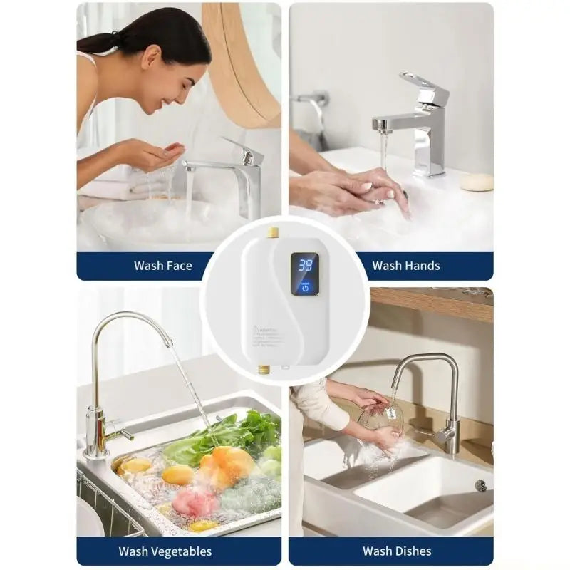 D0AB Under Sink Hot Water Heater Small Electric Waterproof Heater Quick Heating Appliance for Kitchens and Bathrooms