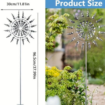 1 Solar Powered Iron Wind Sculpture, 3D Powered Windmill, No Need for Electricity, Outdoor Garden and Courtyard Art