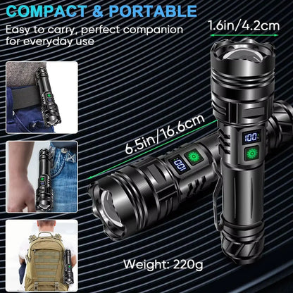High Power LED Flashlight USB Rechargeable Powerful Strong Light Lantern Portable Tactical Pen Holder Torch For Outdoor Camping