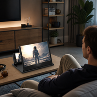 Foldable phone screen amplifier stand used for watching a movie at home